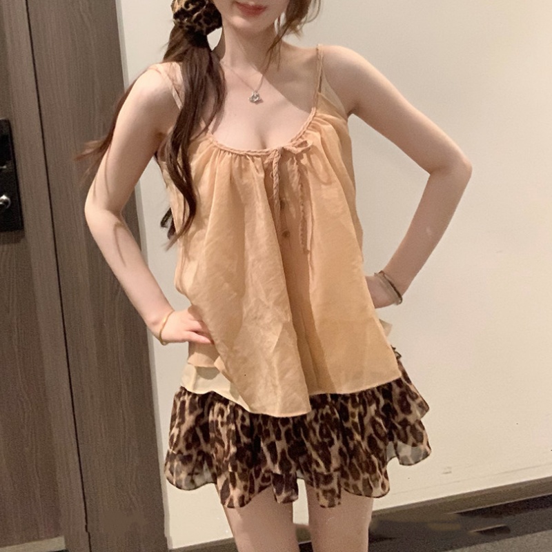 callmeear 레오파드 무늬 깨진 플리트 스커트 아메리칸 핫걸 반신 스커트 이른 봄 새로운 프릴 한 마디 미니 스커트