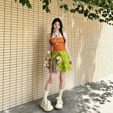 批发法式浪漫拼接印花半身<b class='q'>裙</b>女装2026春新款三亚海边穿搭绝美沙滩短<b class='q'>裙</b>