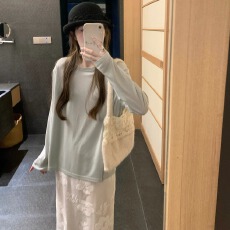 批发Yoursjin 两色100莱赛尔天丝圆领百搭长袖<b class='q'>t</b><b class='q'>恤</b>