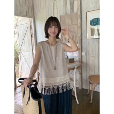 批发现huo~chic百搭小众时尚流苏设计无袖宽松<b class='q'>背心</b>