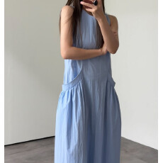 批发现huo～休闲无袖背心大口袋<b class='q'>长款</b><b class='q'>连衣裙</b>