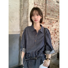 批发已出货~chic时尚小众<b class='q'>百搭</b>牛仔衬衫