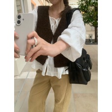 现早春chic百搭小众时尚马甲+提花棉布衬衫