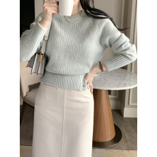 批发设计感侧开口圆领长袖毛衣