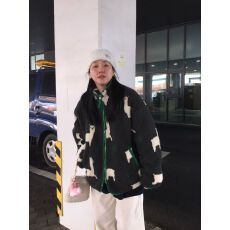 批发chic百搭小众可爱卡通<b class='q'>动物</b>羊羔毛外套