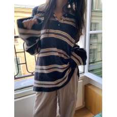 批发翻领卫衣横条纹