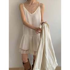 批发已出货～拼接蕾丝吊带连衣裙