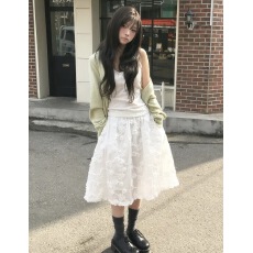 批发韩系小众立体花绣花半身<b class='q'>裙</b>松紧腰