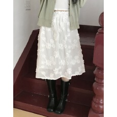 批发韩系小众立体花绣花半身<b class='q'>裙</b>松紧腰