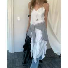 批发已出货*两色韩国<b class='q'>东大门</b>荷叶边吊带<b class='q'>连衣裙</b>