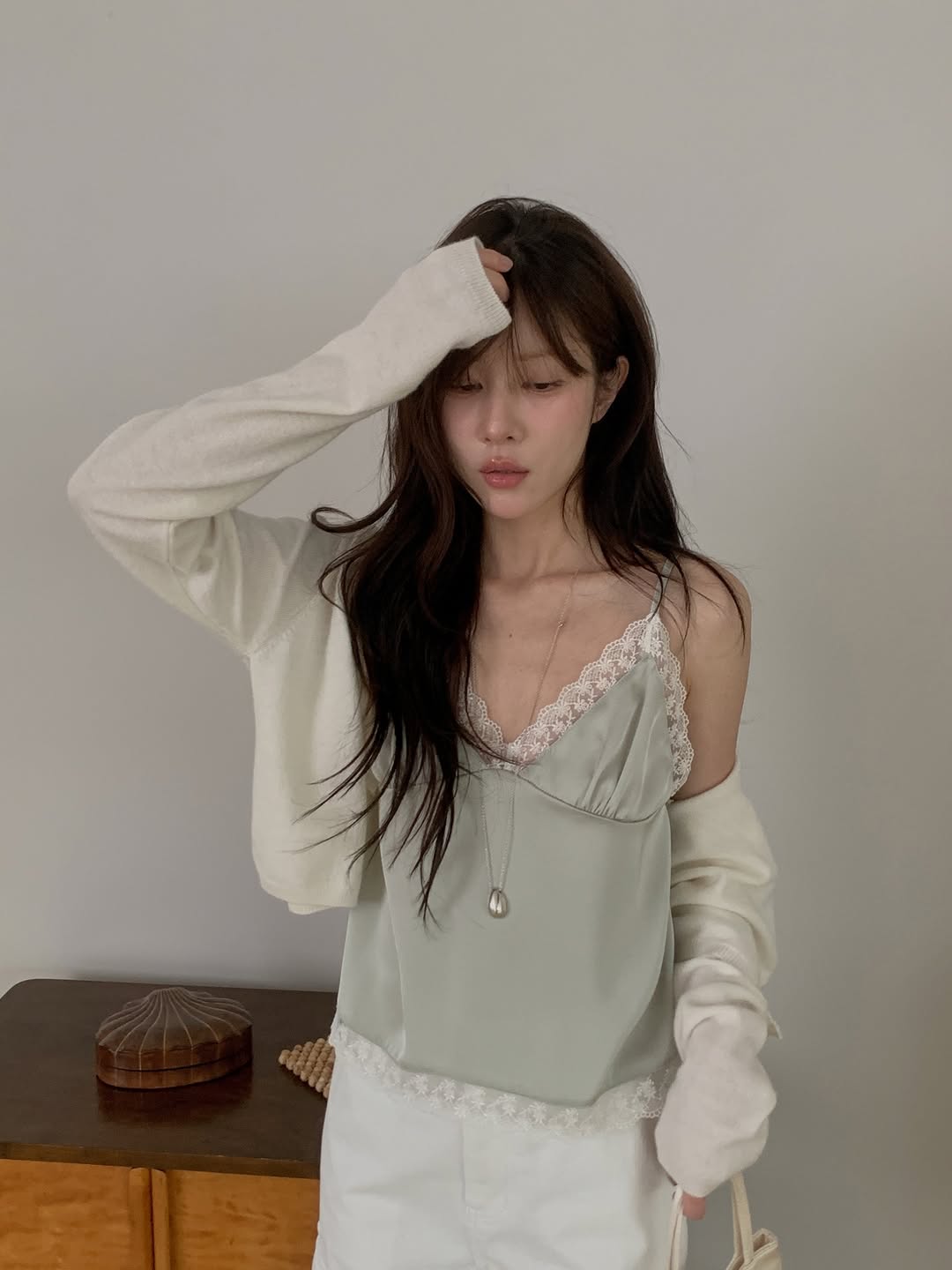 있음 선적 달콤함 작은 대중 새틴 레이스 조끼