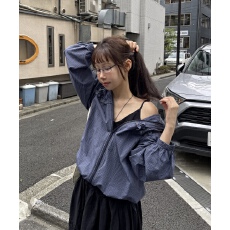 批发减龄木耳边格纹短外套防晒