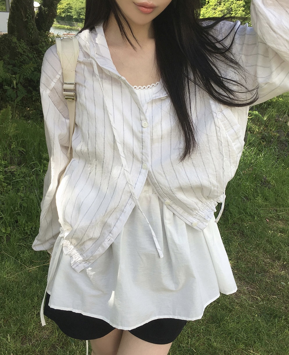 한 부서 후드 자외선 차단 맨위 가방 삽입 싱글 줄 버튼