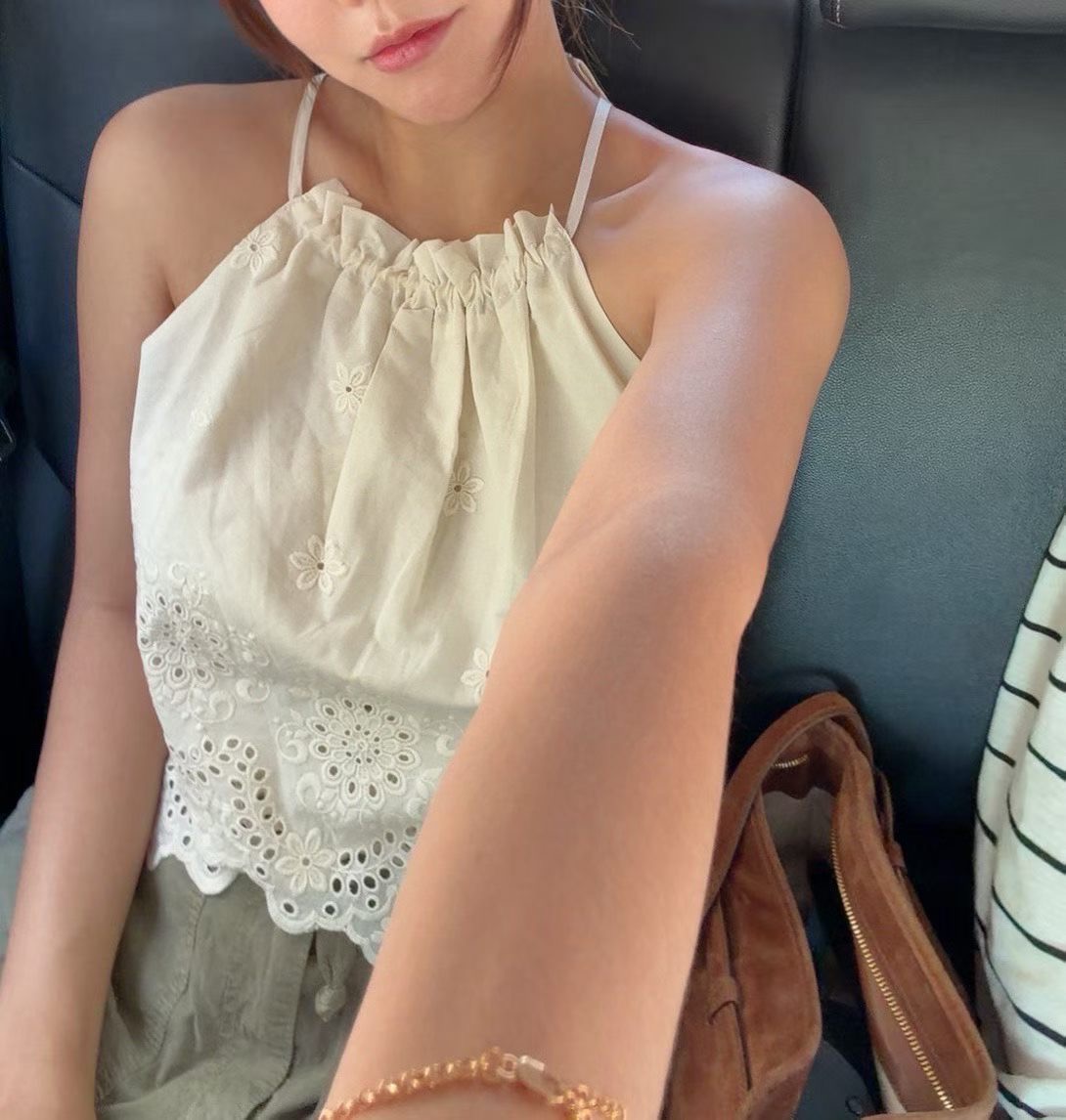 chic 다용도 작은 대중 패션 자수 캐미솔