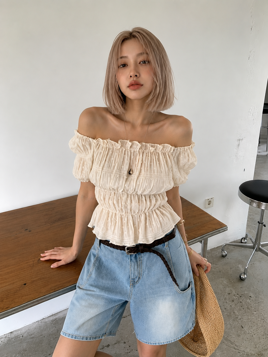 있음 선적 둘 색상 있음 선적 조금 자카드 주름 수평 칼라 맨위