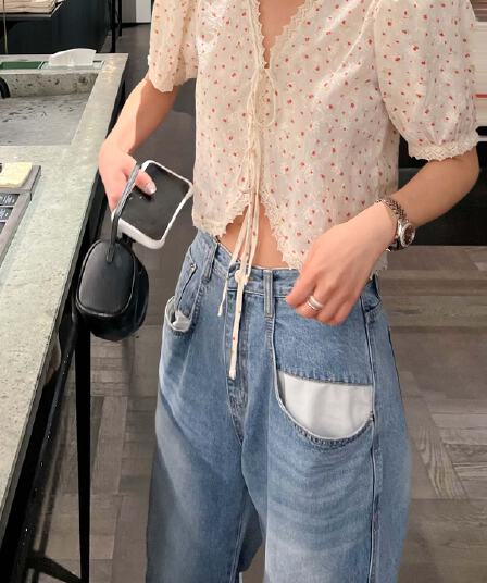 있음 선적 chic 다용도 작은 대중 패션 꽃무늬 셔츠