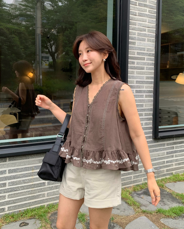 다용도 작은 대중 패션 자수 무거운 작업 민소매 조끼 맨위