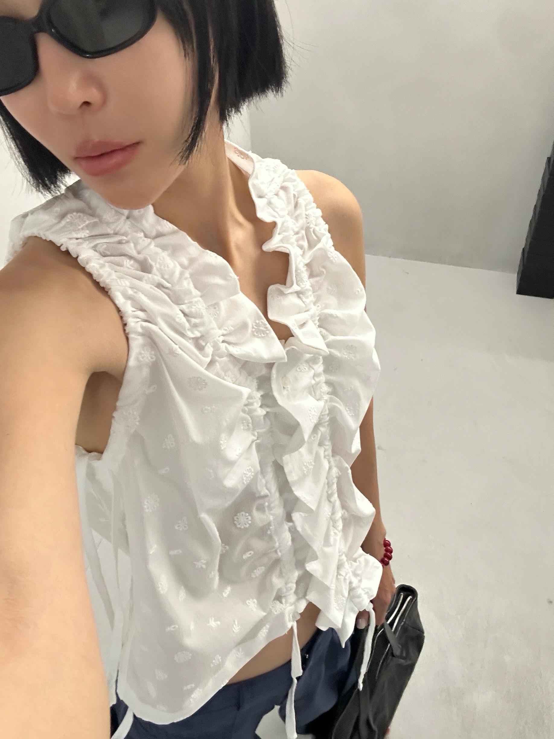 있음 선적 다용도 작은 대중 패션 민소매 셔츠 싱글 줄 버튼 맨위