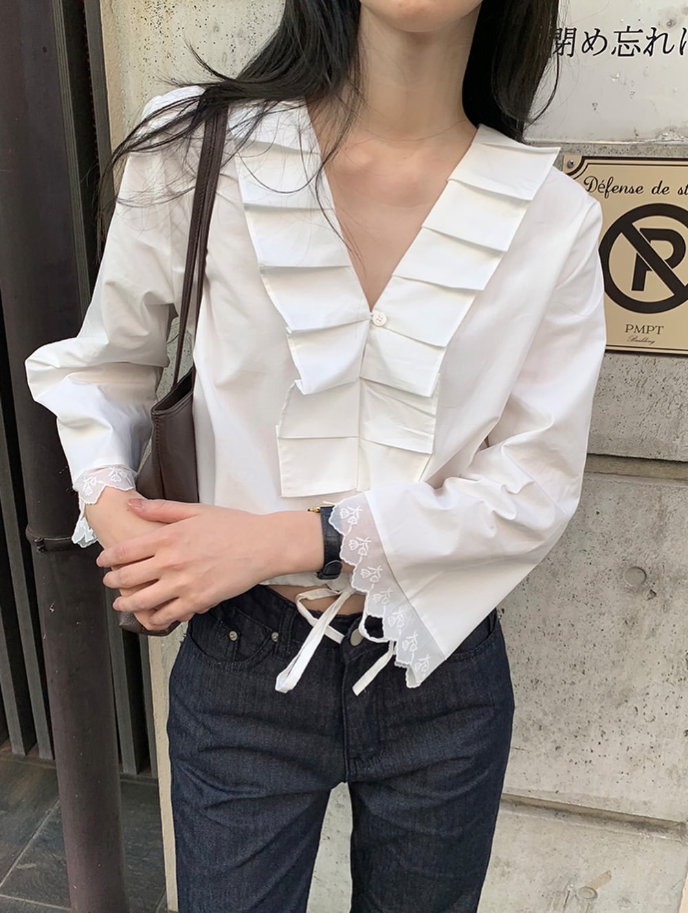 한 부서 보 주님 패치워크 레이스 수공 Pleat 싱글 줄 버튼 펌프 로프 맨위