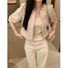 批发韩系粗花呢半袖外套