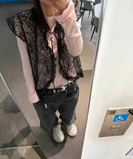 있음 선적 chic 다용도 작은 대중 패션 레이스 홀로우 아웃 셔츠