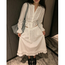 批发chic百搭小众时尚休闲单排扣通勤衬衫+松紧腰半身裙<b class='q'>七分裤</b>两件套