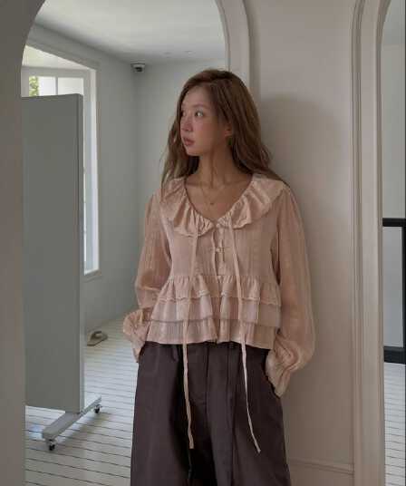 한 부서 ins 다용도 작은 대중 무거운 작업 긴팔 레이스 셔츠