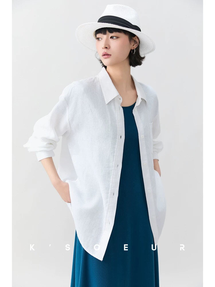 오래된 돈 바람 아마 주간 실크 여성 셔츠 2026 봄 루즈핏 캐주얼 오픈 가디건 품격 느슨함 센스 긴팔 셔츠