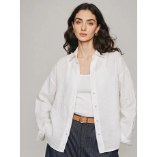 批发Basic House/百家好亚麻白色衬衫女2026春季新款薄款<b class='q'>外</b><b class='q'>搭</b>防晒<b class='q'>开衫</b>