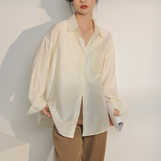 批发天丝防晒<b class='q'>衬衫</b>女通勤春季2026新款<b class='q'>真丝</b>长袖宽松设计感