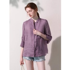 批发2026苎麻国风新中式衬衣出口<b class='q'>欧美</b><b class='q'>外贸</b>原单OL极简优雅气质通勤衬衫