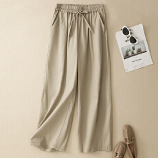 批发净色棉麻春夏季2026新款宽松轻薄<b class='q'>显瘦</b>九分<b class='q'>裤</b>直筒<b class='q'>裤</b>
