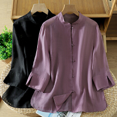 批发2026棉麻国风新中式<b class='q'>衬衣</b>出口欧美<b class='q'>外贸</b>原单OL极简优雅气质通勤<b class='q'>衬衫</b>