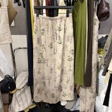 批发韩系度假风提花高级感复古亚麻碎花半身裙女夏宽松遮肉垂感中长裙