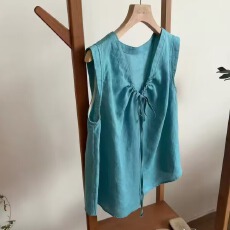 批发湖蓝色系带百搭显瘦时尚<b class='q'>背心</b>宽松文艺上衣女