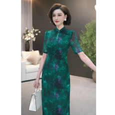 批发2026夏季（翠紫凝香）墨染工艺莱赛尔天丝轻云纱新中式连衣裙