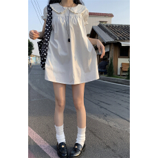 批发实拍实价~韩系初恋小白裙娃娃领泡泡袖<b class='q'>连衣裙</b>