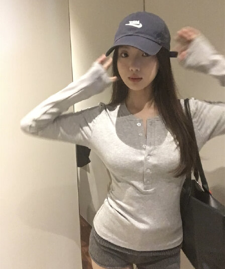 실사 정가 가을 겨울 다용도 헨리 칼라 티셔츠 인사이드 가져 가라. 몸매 가꾸기 긴팔 기본 셔츠