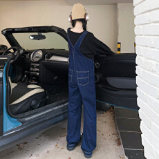 批发爆款牛仔阔腿<b class='q'>背带裤</b>女夏季<b class='q'>韩版</b>显瘦高腰宽松减龄拖地牛仔<b class='q'>背带裤</b>