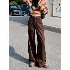 批发咖啡色水洗阔腿牛仔<b class='q'>裤</b>女潮流新款复古<b class='q'>宽松</b>阔腿垂感加长<b class='q'>裤</b>女