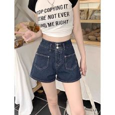 批发直播 2026春夏新款高腰显瘦大码小众宽松阔腿 A 字牛仔<b class='q'>短裤</b>女热裤