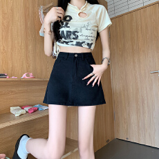 批发黑色高腰牛仔短裙女2026夏季新款显瘦辣妹a字包臀半身裙