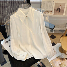 批发已出货2026春季新款白色雪纺衬衫女长袖上衣气质高级感衬衣<b class='q'>职业</b>装