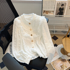 批发已出货2026春季新款时尚时髦蕾丝衬衫百搭长袖上衣白色雪纺小衫