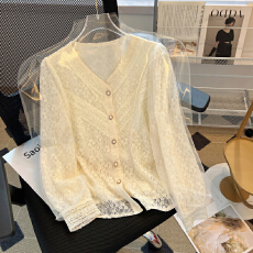 已出货2026春季新款法式v领小衫雪纺蕾丝内搭设计感衬衫上衣职业