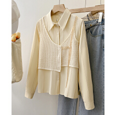 批发已出货2026春季新款蕾丝<b class='q'>吊带</b>拼接假两件长袖衬衫百搭<b class='q'>雪纺</b><b class='q'>衫</b>上衣女