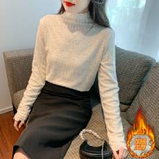批发已出货2026秋冬新款加绒加厚蕾丝衫长袖半高领修身打底衫上衣T恤