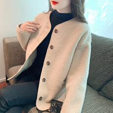 批发已出货秋冬保暖鹿皮绒羊羔毛<b class='q'>外套</b>皮毛一体高级感毛绒棒球服上衣<b class='q'>女</b>