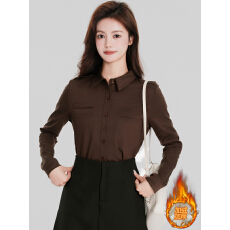 批发已出货加绒秋冬新款韩版洋气时尚衬衫修身显瘦百搭上衣<b class='q'>打底</b>衫整套