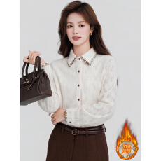 批发已出货加绒加厚港风复古<b class='q'>衬衫</b>女秋冬新款内搭长袖<b class='q'>衬衣</b>百搭打底上衣